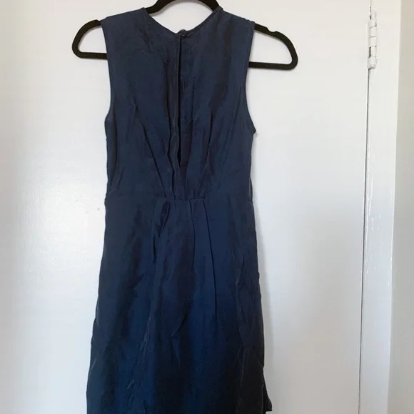 Milly Navy Front Drape Silk Dress - Picture 5 of 7